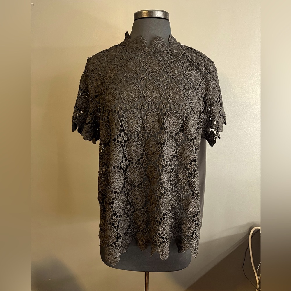 Black lace sheer top